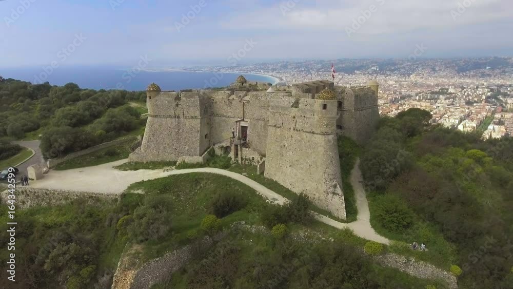 Aerial view of ancient fortress of Menton situated on French Riviera, Cote dAzur Aerial view of ancient fortress of Menton situated on French Riviera, Cote dAzur