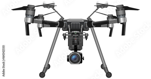 Drones vector drone illustration with a 4K resolution camera - single editable drone graphic in this file.....or get the one with all 4 versions including this one, in one file