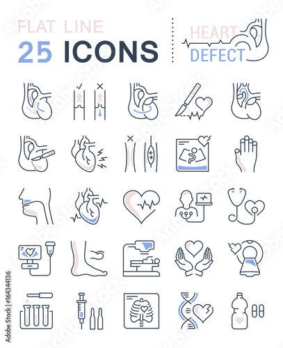 Set Vector Flat Line Icons Heart Defect