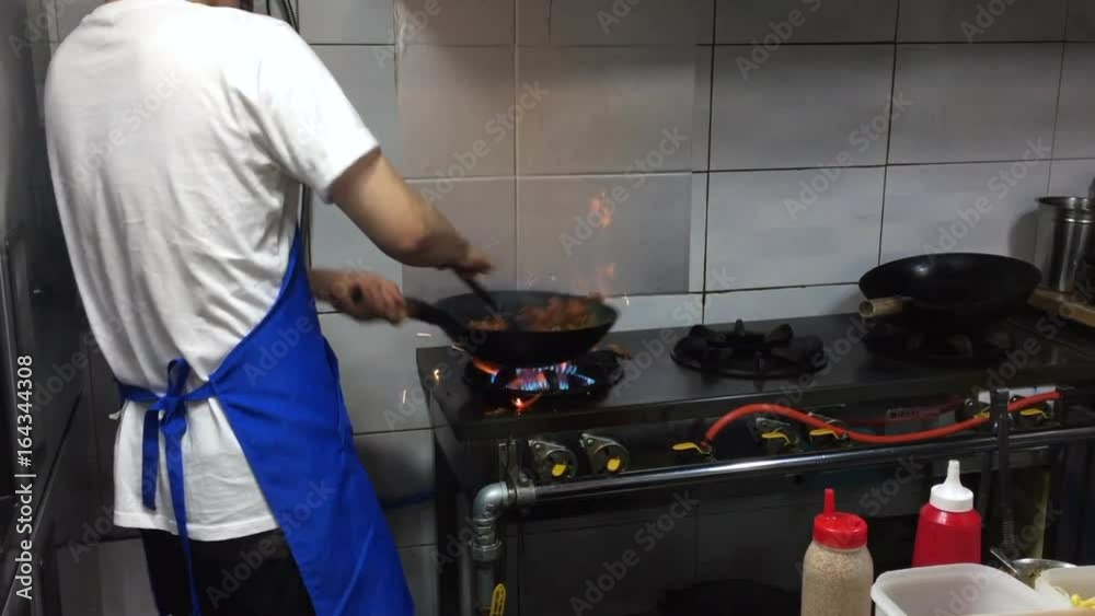 Asian traditional cooking on fire in Korea Asian traditional cooking on fire in Korea