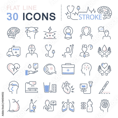 Set Vector Flat Line Icons Stroke