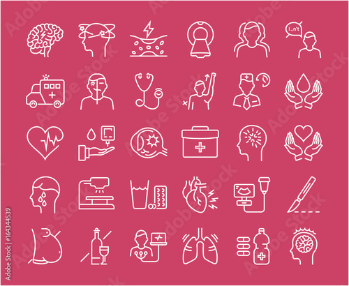 Set Vector Flat Line Icons Stroke