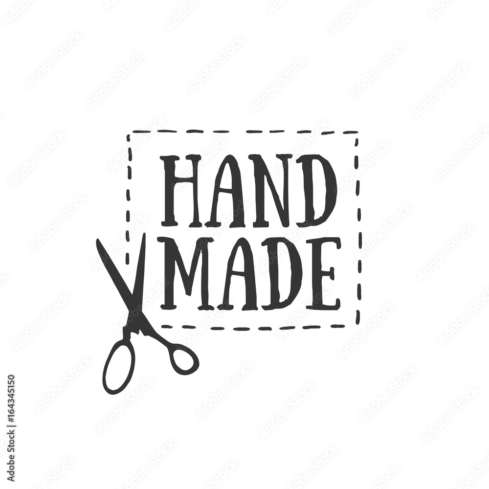 Handmade badges, labels and logo elements, retro symbols for local sewing shop, knit club, handmade artist or knitwear company. Template logo. Vector. 
