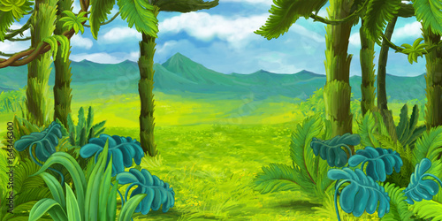Fototapeta Naklejka Na Ścianę i Meble -  Cartoon nature scene - jungle - illustration for children