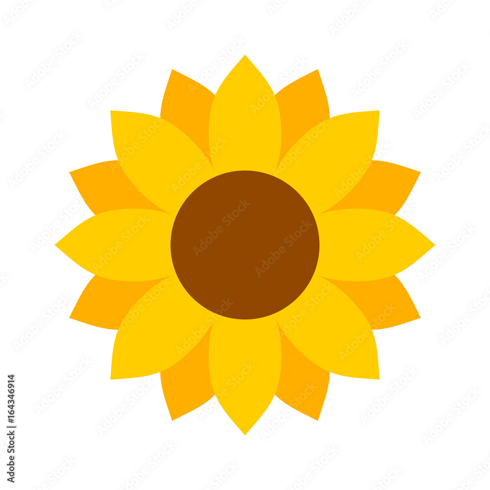 Naklejka premium Helianthus or sunflower blossom flat color vector icon for flower apps and websites