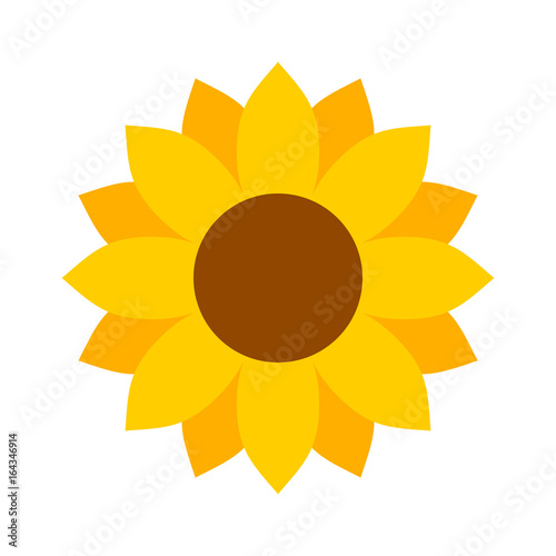 Fototapeta Naklejka Na Ścianę i Meble -  Helianthus or sunflower blossom flat color vector icon for flower apps and websites