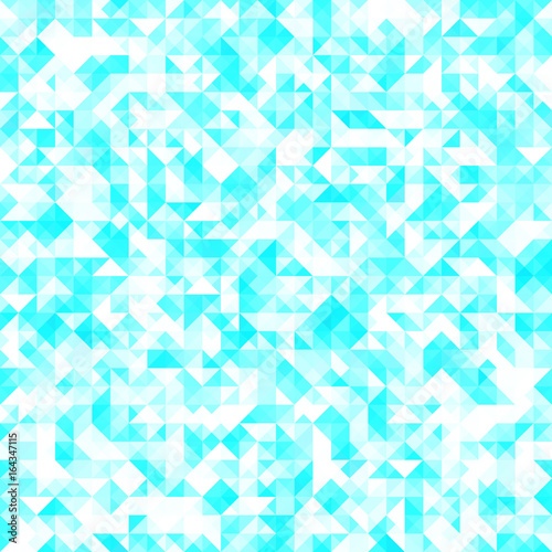 Seamless bright pattern of small triangles in blue and turquoise tones. Background for the design of the surface. Abstract geometric wallpaper.