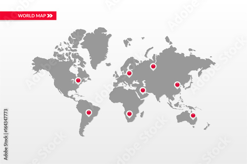 Vector world map infographic symbol. Country capital map point icons. International global illustration sign. Template elements for business, global marketing project, web design, presentation, text