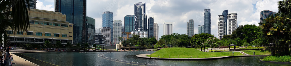 Panorama-Scenery scenes around the Twin Towers in Kuala Lumpur, Malaysia during the day.
