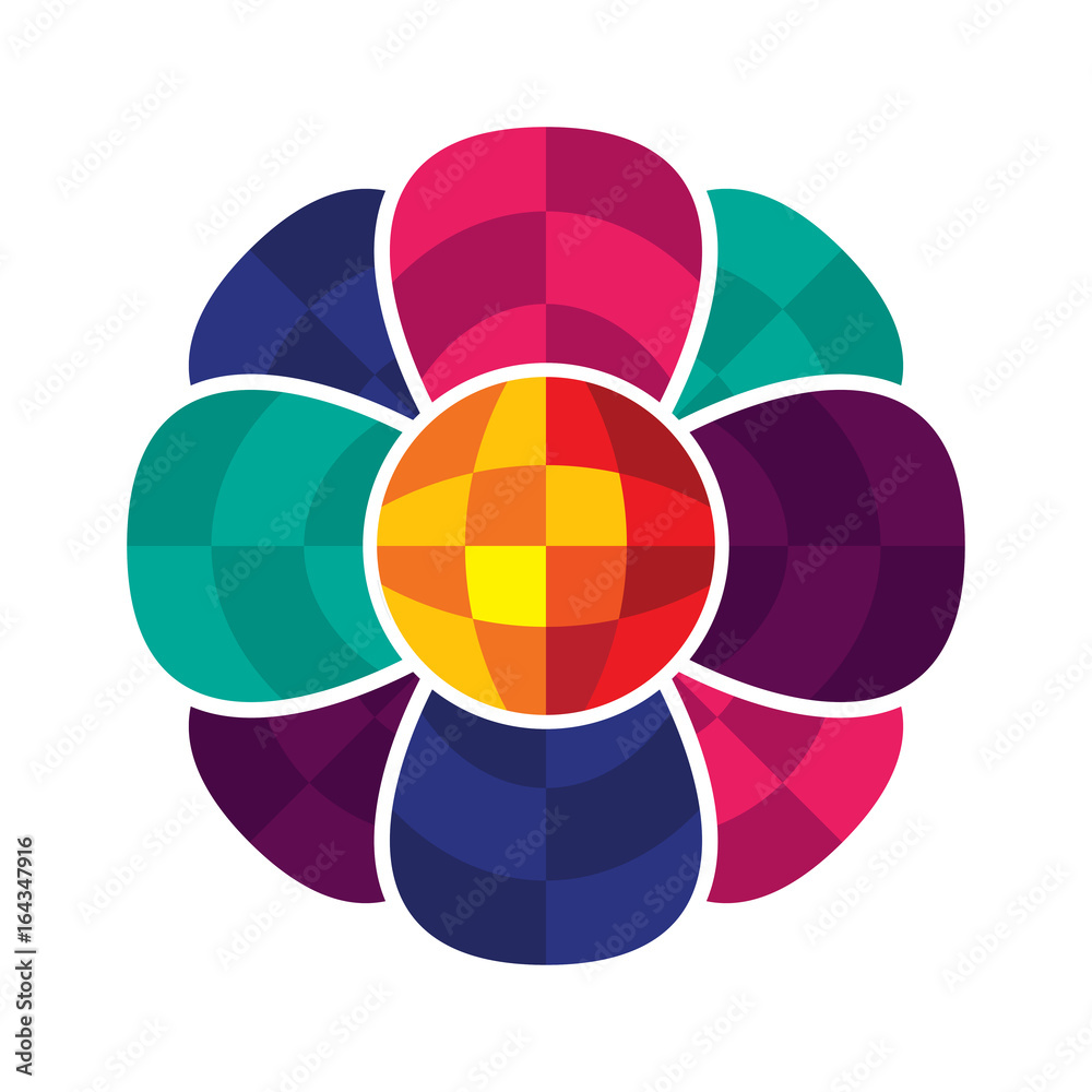 Obraz premium Icon stylized flower with colorful design concepts and shaped diamond / glass