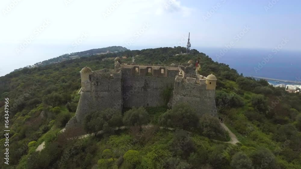 Fascinating aerial view of ancient bastion on riviera at Franco-Italian border Fascinating aerial view of ancient bastion on riviera at Franco-Italian border