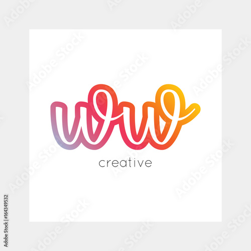 WW logo, vector. Useful as branding, app icon, alphabet combination, clip-art.