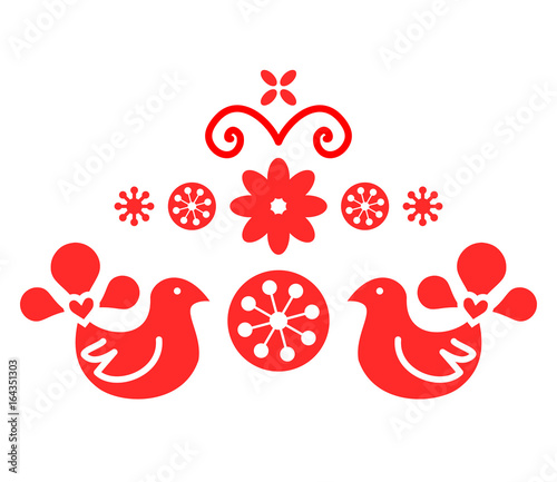 Cute Scandinavian folk decoration vector