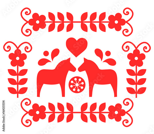 Traditional Scandinavian folk decoration vector from Sweden 