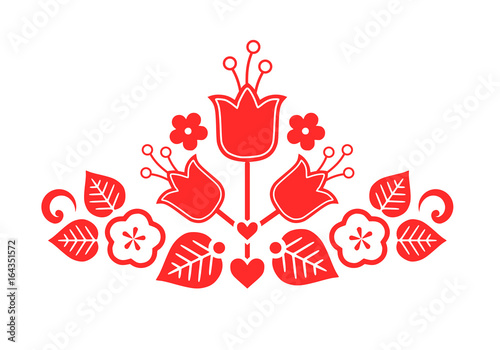 Folk floral decoration vector