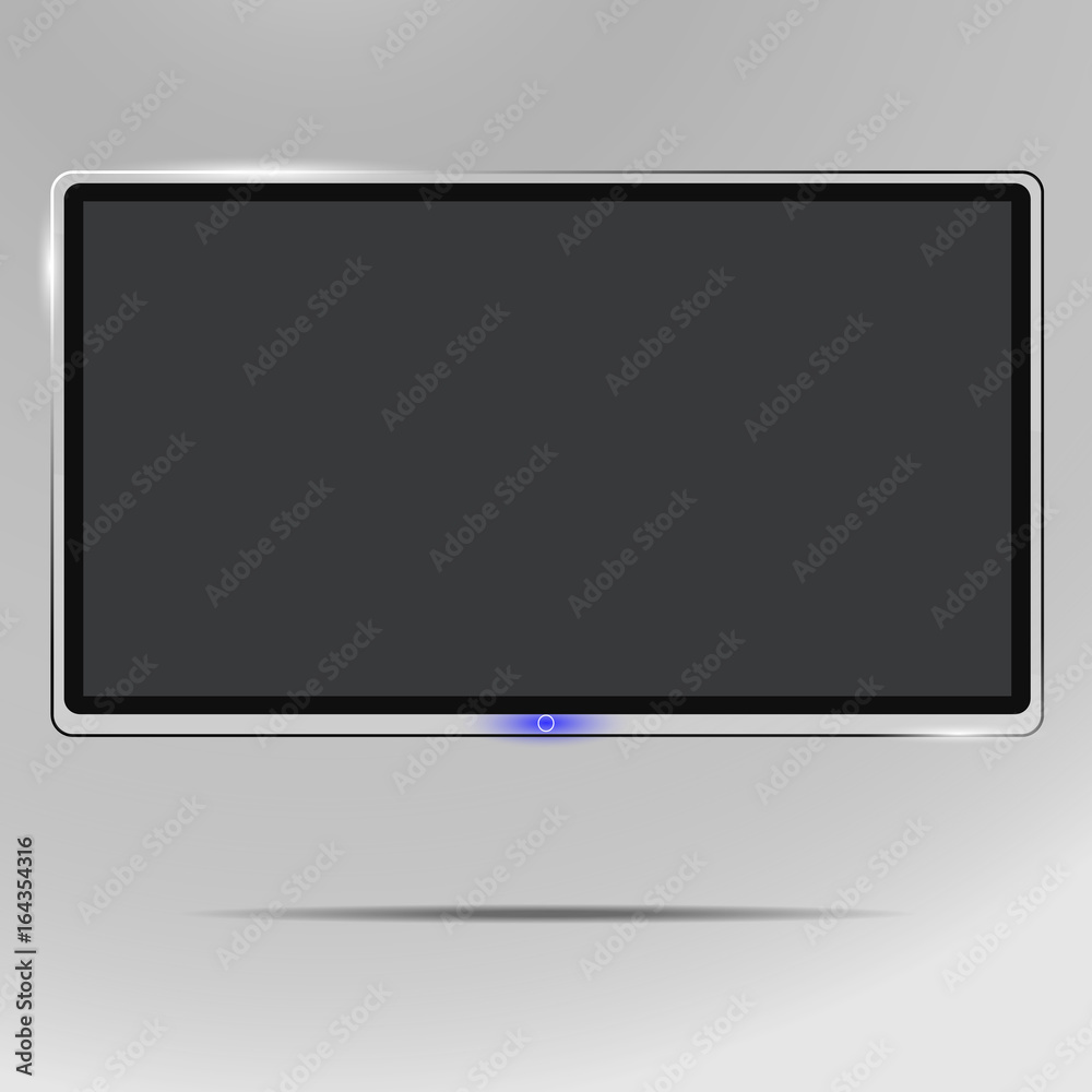 A realistic TV screen. Modern stylish LCD panel, LED type. A model of a large computer and TV screen. Empty TV template. Element of graphic design for catalog, website, as a layout. Illustrations. A realistic TV screen. Modern stylish LCD panel, LED type. A model of a large computer and TV screen. Empty TV template. Element of graphic design for catalog, website, as a layout. Illustrations.