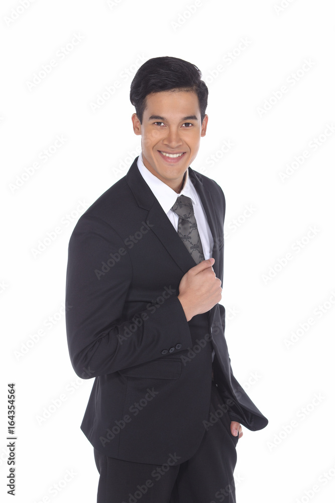Asian Tan Skin Business Man in Black Suit Jacket Asian Tan Skin Business Man in Black Suit Jacket
