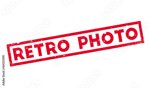 Retro Photo rubber stamp. Grunge design with dust scratches. Effects can be easily removed for a clean, crisp look. Color is easily changed.