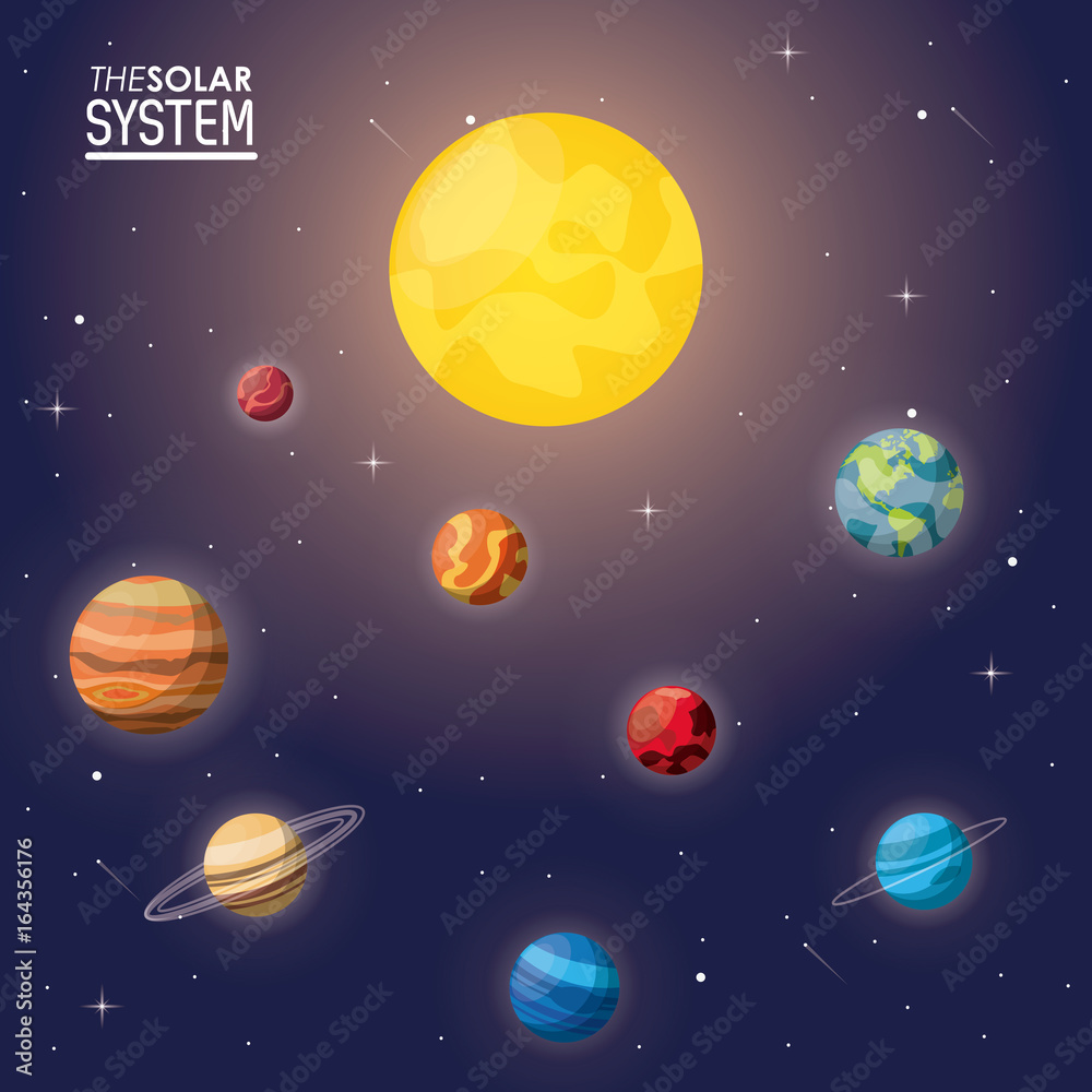 colorful poster of the solar system