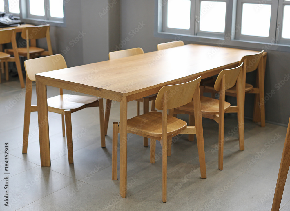 Library table and chair.