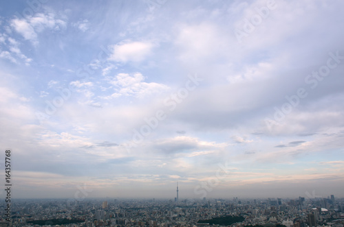 日本の東京都市風景・青空と雲「文京区や墨田区を望む」