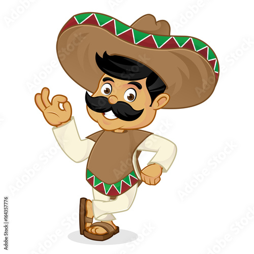 Mexican man cartoon leaning