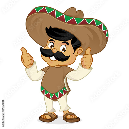 Mexican man cartoon giving thumbs up