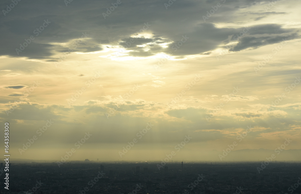 空と雲・夕日「日本の都市景観」