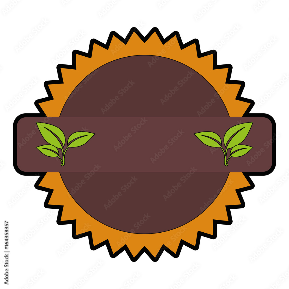 seal stamp with decorative leaves icon over white background colorful design vector illustration seal stamp with decorative leaves icon over white background colorful design vector illustration