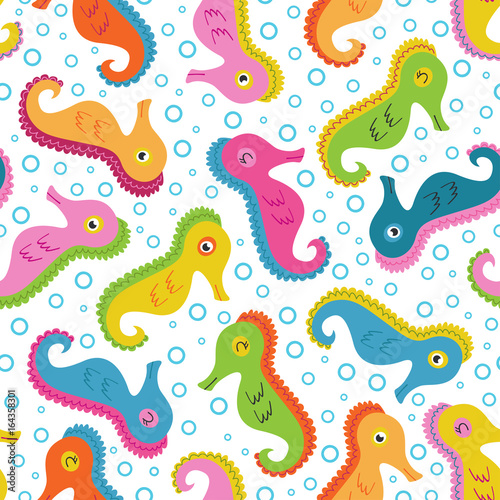 seamless pattern with sea horse -  vector illustration, eps