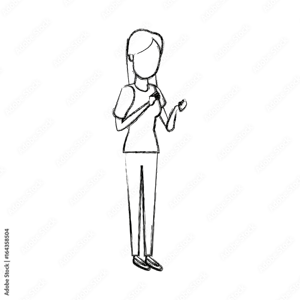 young woman standing cartoon image young woman standing cartoon image