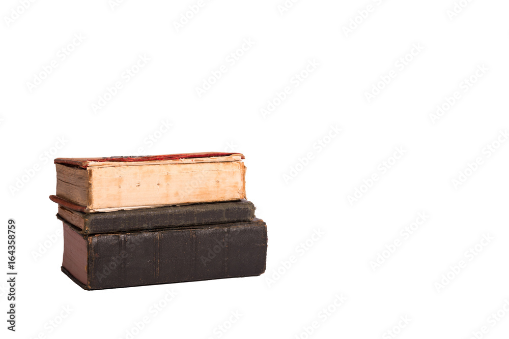 stack of old books on a white background stack of old books on a white background