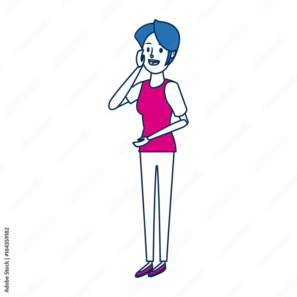 young girl standing casual clothes cartoon image young girl standing casual clothes cartoon image
