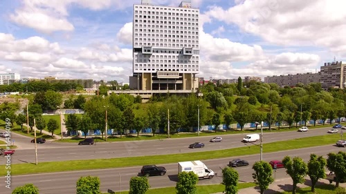 Bird-eye view of the abandoned building of Soviet in Kaliningrad, Russia photo