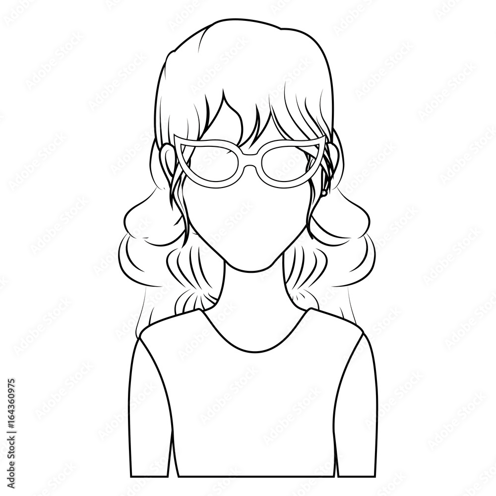 retro woman with glasses icon over white background vector illustration retro woman with glasses icon over white background vector illustration