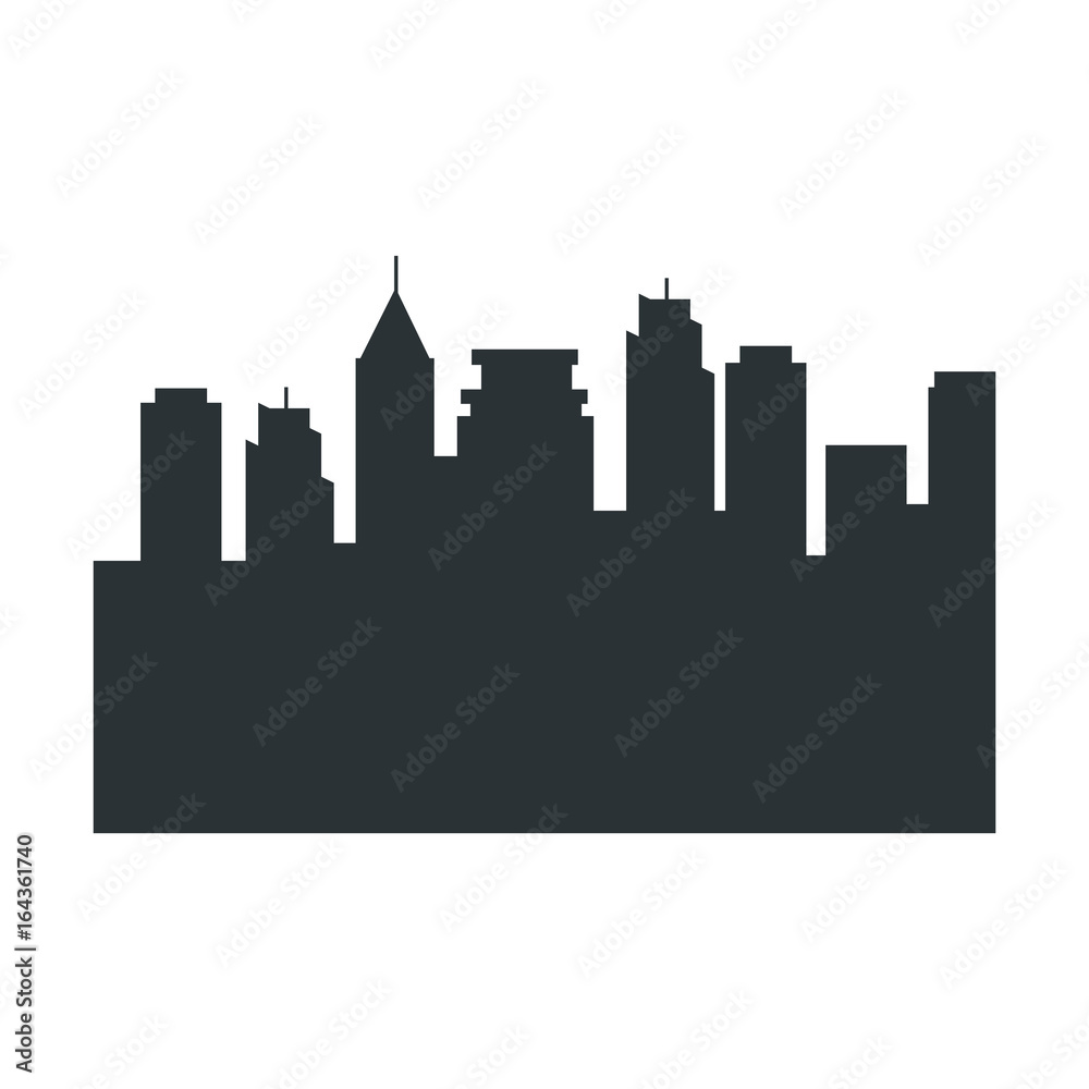 silhouette of city buildings icon over white background vector illustration