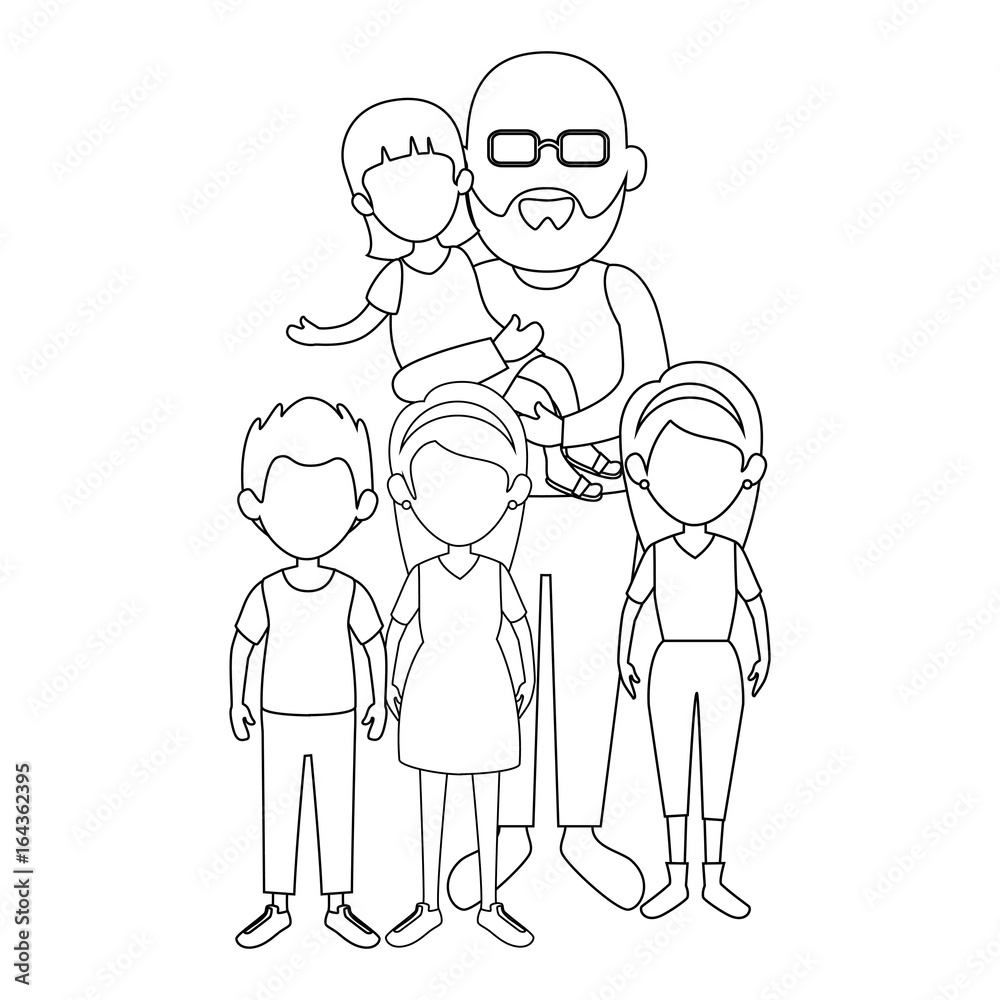 grandparents with kids icon over white background vector illustration