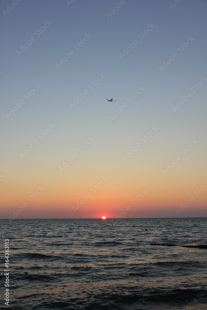 Flight at sunset