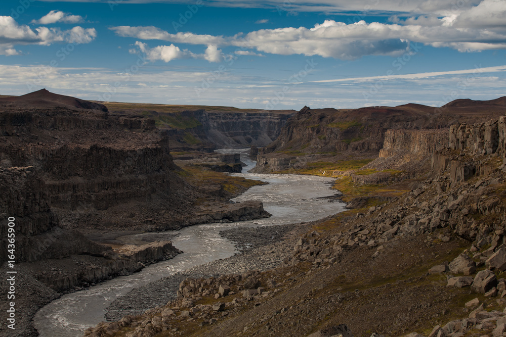 Canyon past Dettifoss waterfall in Iceland