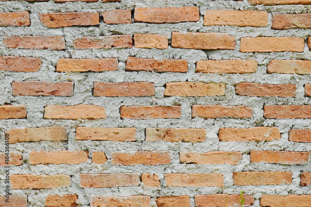 Fototapeta premium red brick wall merged by cement background and texture