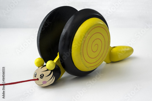 Pull along yellow wooden snail