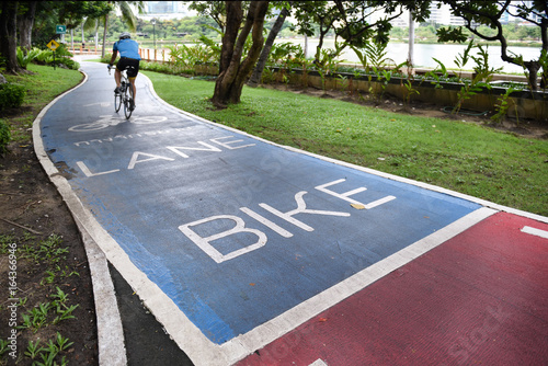 Bike lanes at Benjakitti park in Bangkok, Thailand