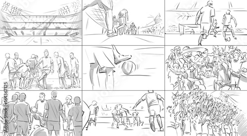 Storyboard with soccer players
