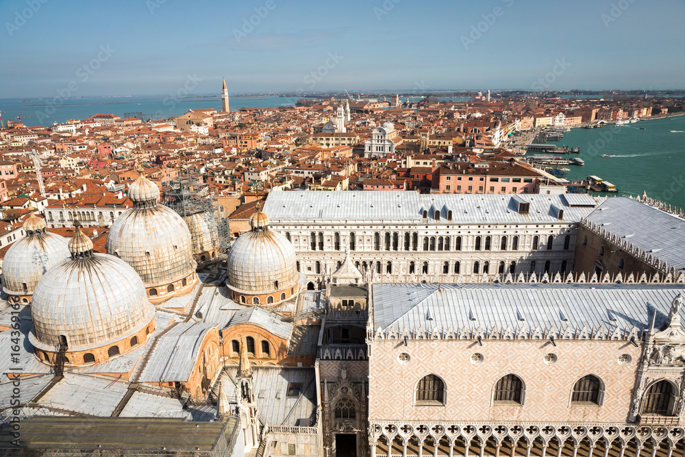 View of beautiful Venice from tower of campanile on San Marco square, Venice, Italy