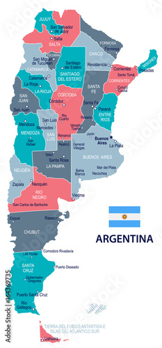 Argentina - map and flag - illustration