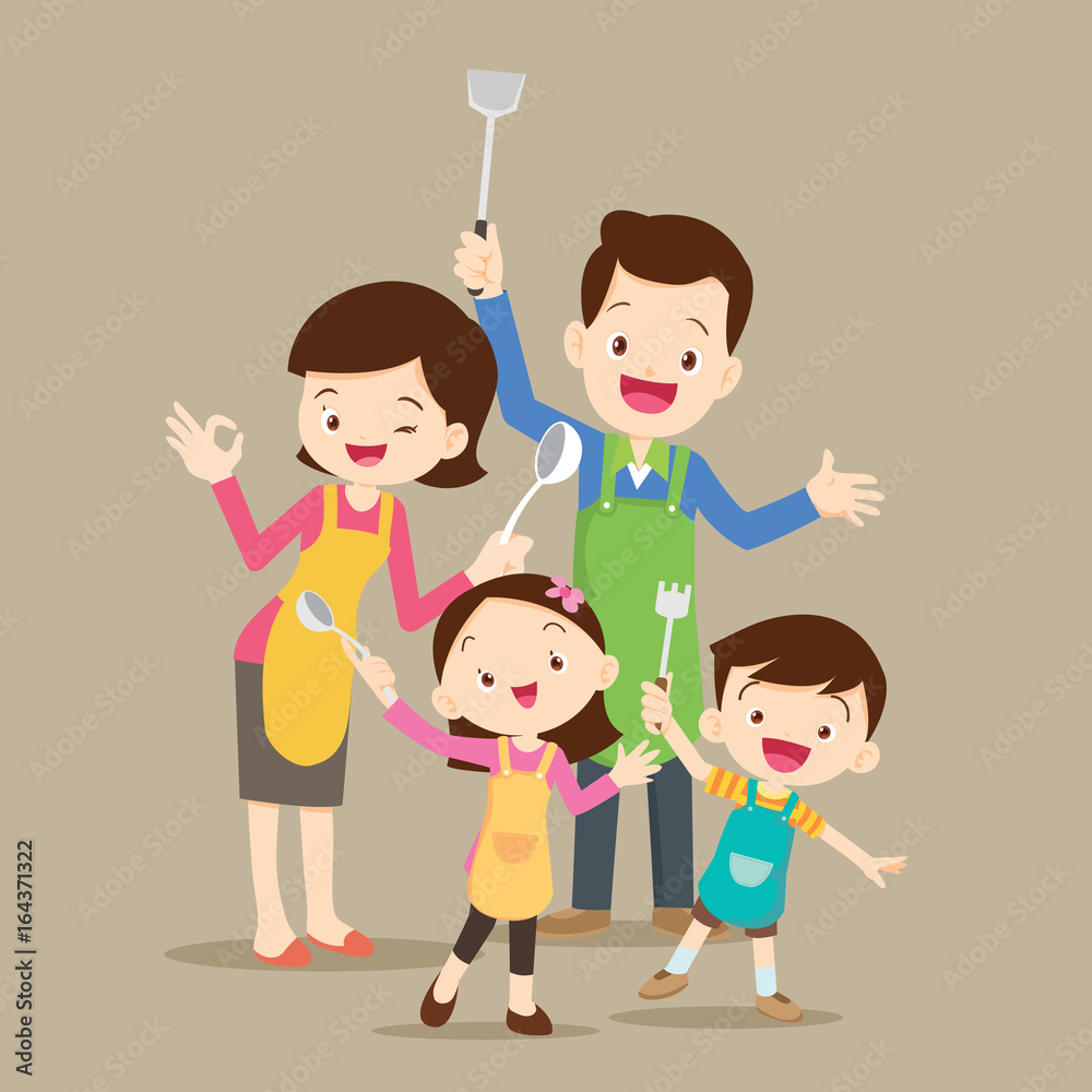 Cute happy family cooking Cute happy family cooking
