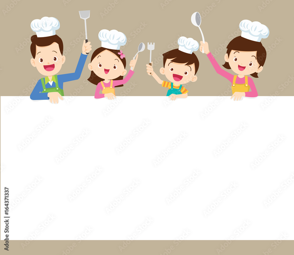 happy family cooking with space frame happy family cooking with space frame