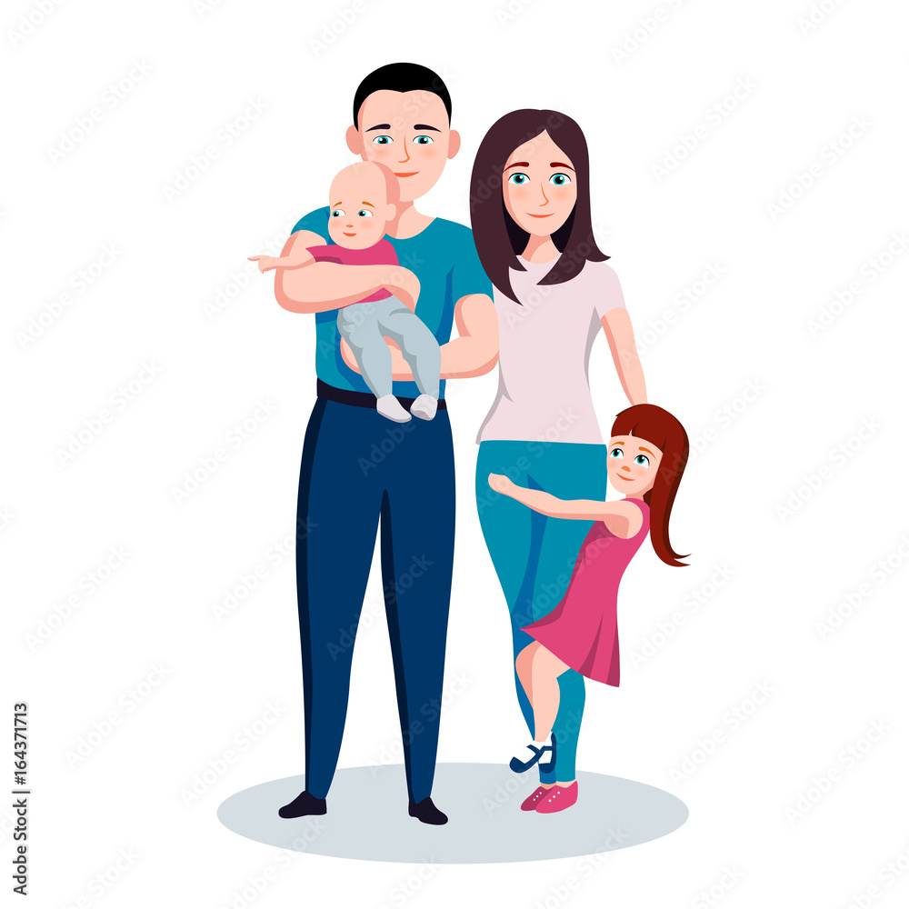 Family mother father son and daughter vector cartoon illustration Stock  Vector | Adobe Stock