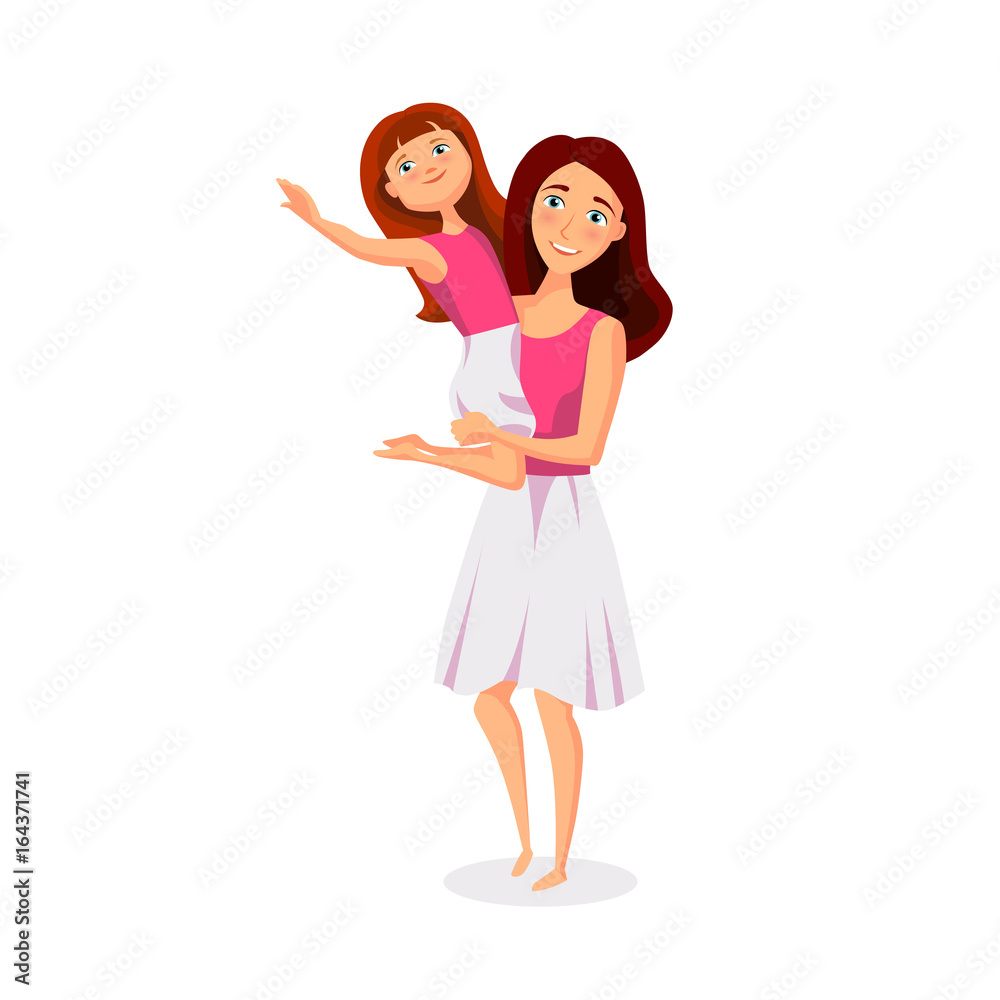 Mother with daughter happy together vector illustration Mother with daughter happy together vector illustration