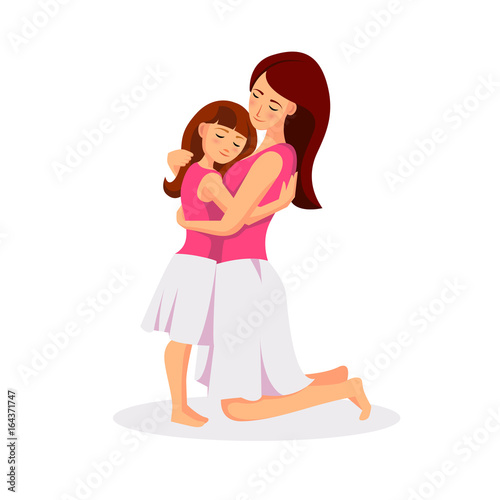 Mother with child girl vector illustration